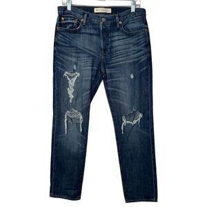 GAP relaxed boyfriend button fly distressed jeans womens sz 28 see measurements